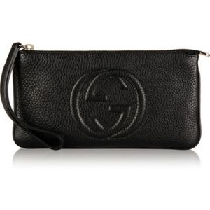 Authentic Black Soho Gucci leather wristlet